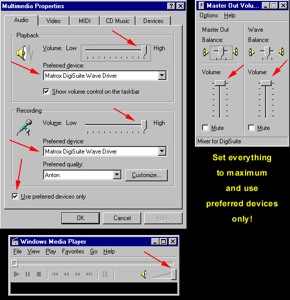 Audio Settings in Windows Control Panel